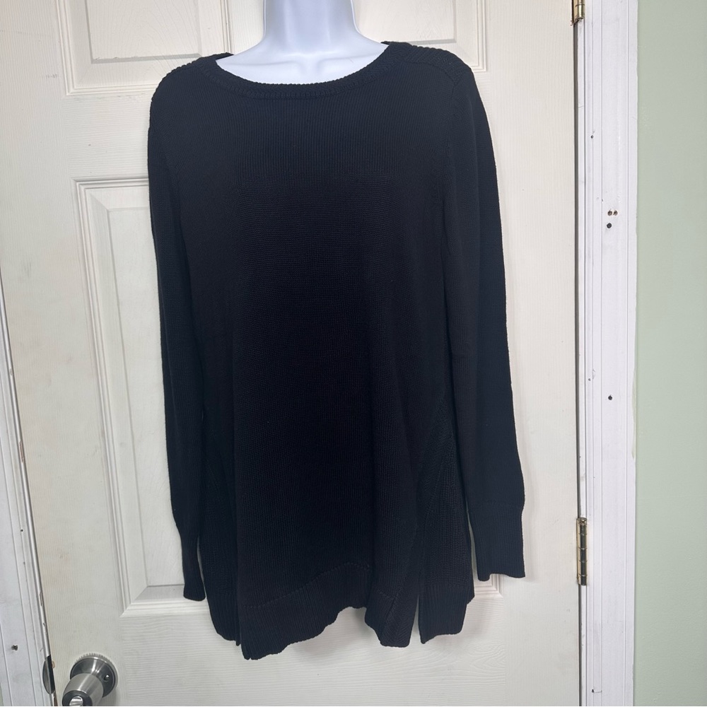 H by Halston Black Knit Pullover Sweater Womens Cotton Blend‎ Size Small